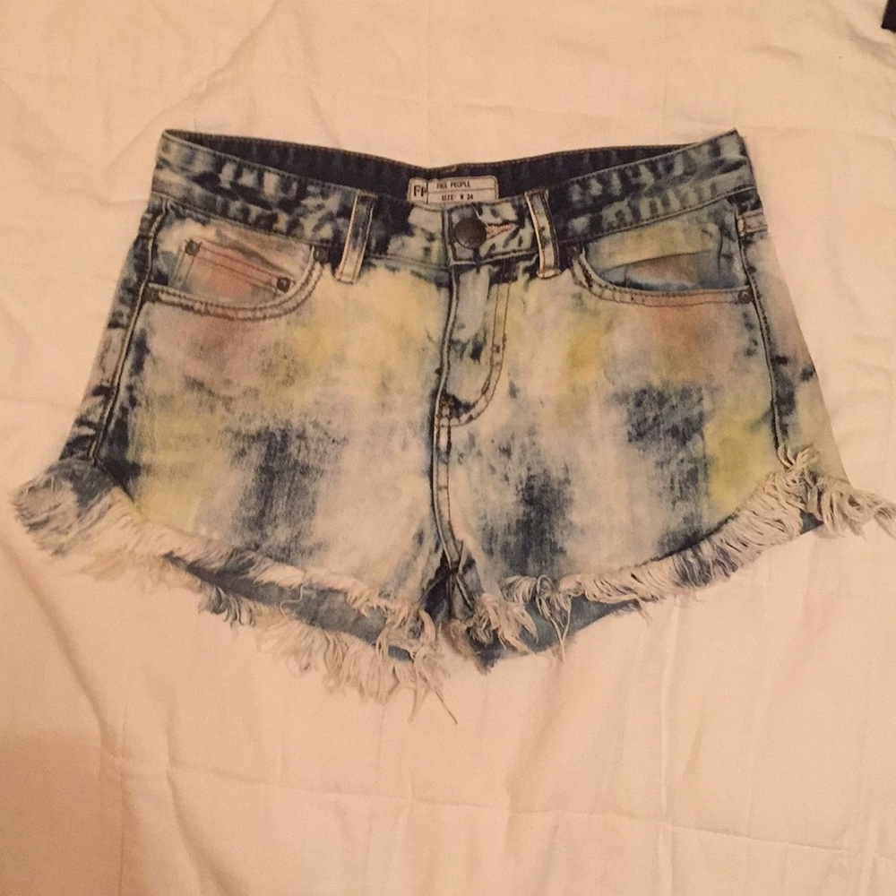 Free People Tye Dye Jean Shorts
